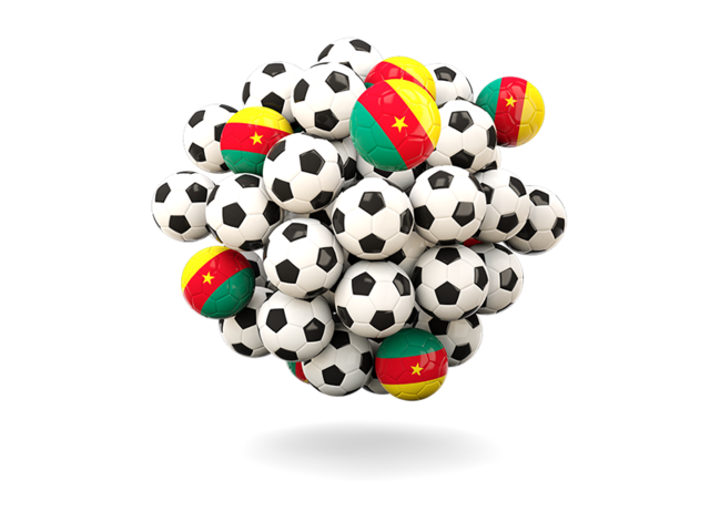 Pile of footballs. Download flag icon of Cameroon at PNG format
