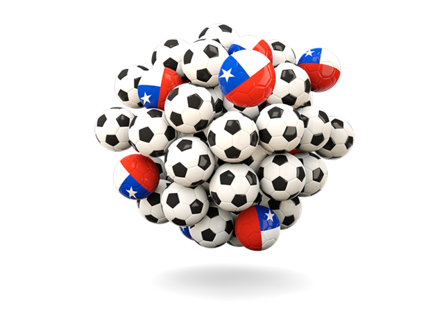 Куча футбольных мячей. Скачать флаг. Чили