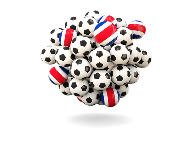 Куча футбольных мячей. Скачать флаг. Коста-Рика