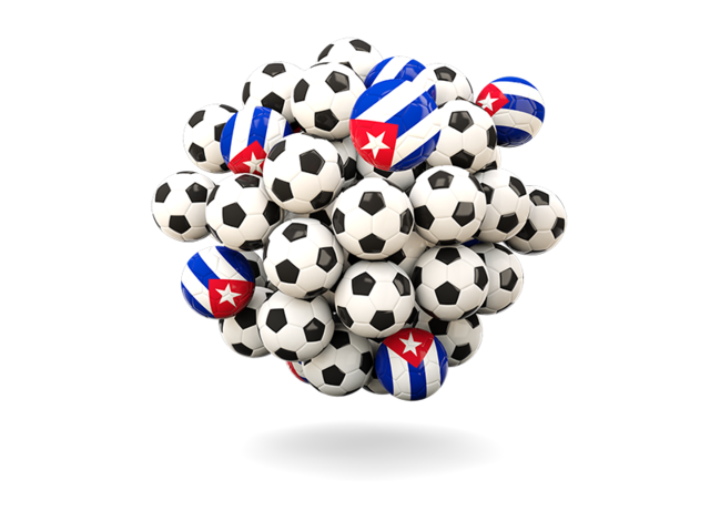 Куча футбольных мячей. Скачать флаг. Куба