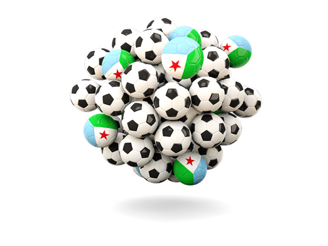 Pile of footballs. Download flag icon of Djibouti at PNG format