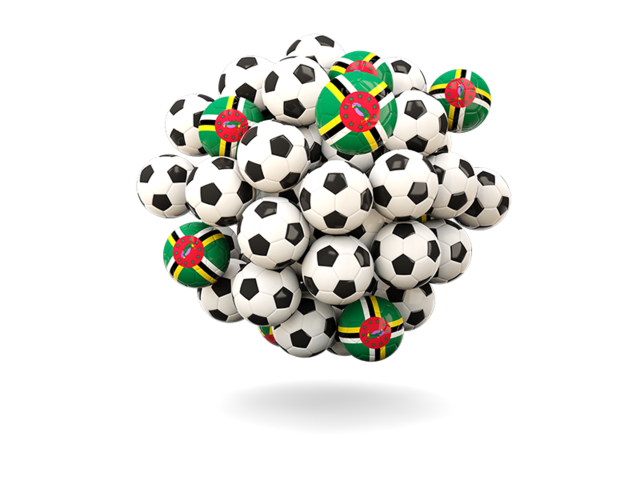 Pile of footballs. Download flag icon of Dominica at PNG format