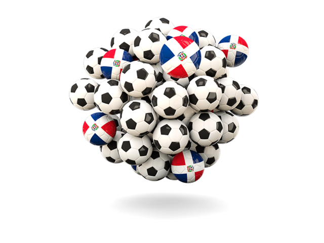 Куча футбольных мячей. Скачать флаг. Доминиканская Республика