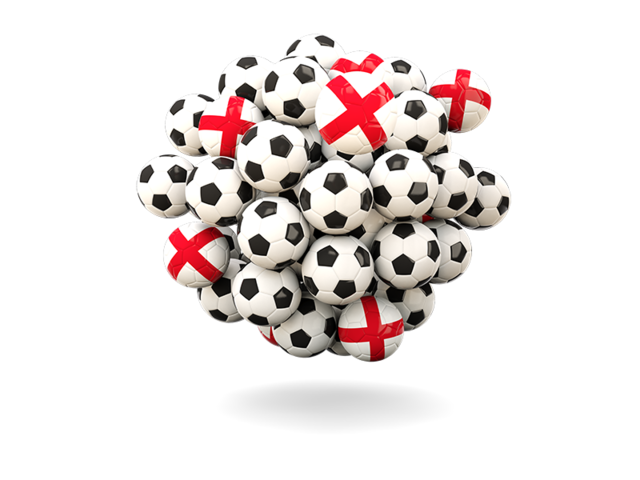 Куча футбольных мячей. Скачать флаг. Англия