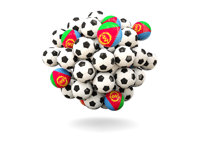 Куча футбольных мячей. Скачать флаг. Эритрея