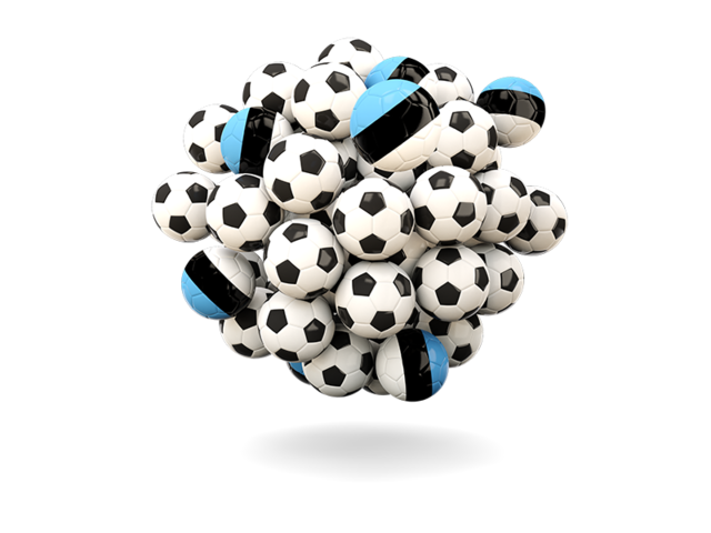 Куча футбольных мячей. Скачать флаг. Эстония