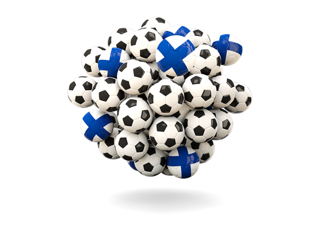 Куча футбольных мячей. Скачать флаг. Финляндия