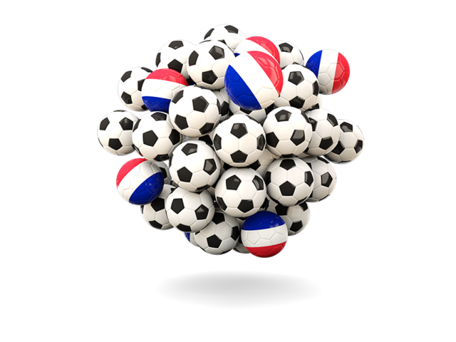Куча футбольных мячей. Скачать флаг. Франция