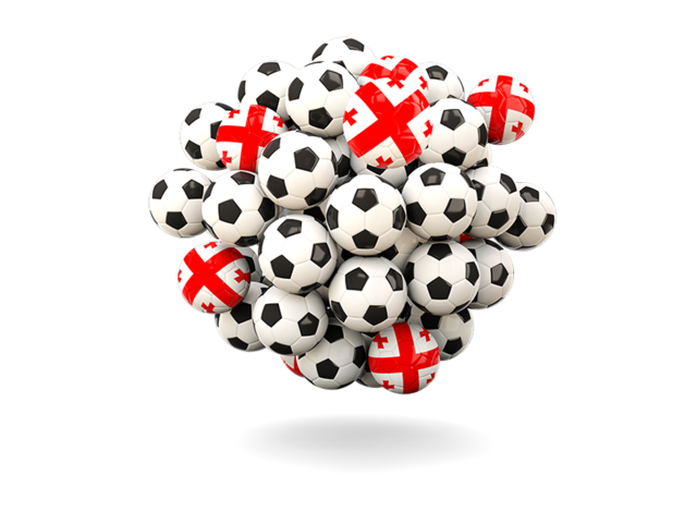 Куча футбольных мячей. Скачать флаг. Грузия