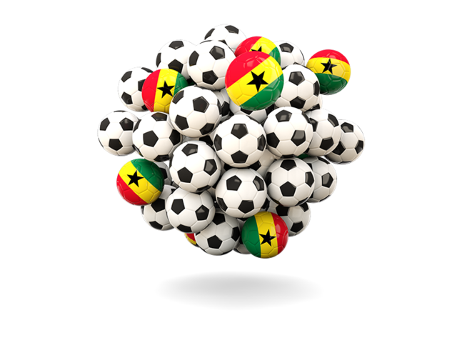 Куча футбольных мячей. Скачать флаг. Гана