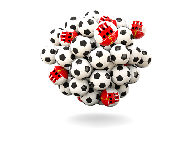 Pile of footballs. Download flag icon of Gibraltar at PNG format