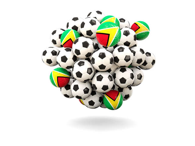 Куча футбольных мячей. Скачать флаг. Гайана