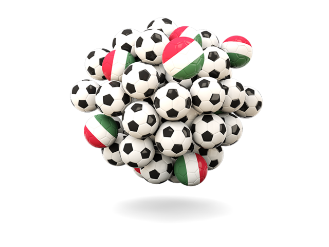 Куча футбольных мячей. Скачать флаг. Венгрия