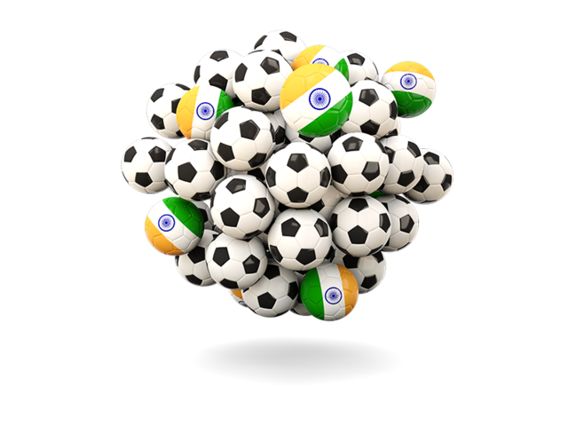 Pile of footballs. Download flag icon of India at PNG format