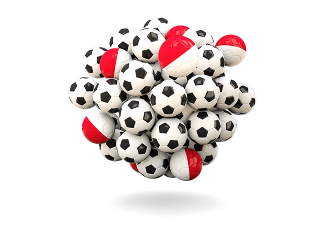 Pile of footballs. Download flag icon of Indonesia at PNG format