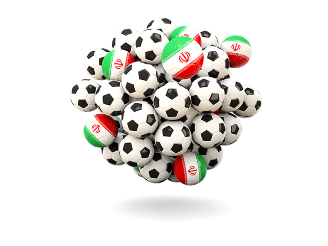 Куча футбольных мячей. Скачать флаг. Иран