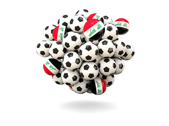 Куча футбольных мячей. Скачать флаг. Республика Ирак