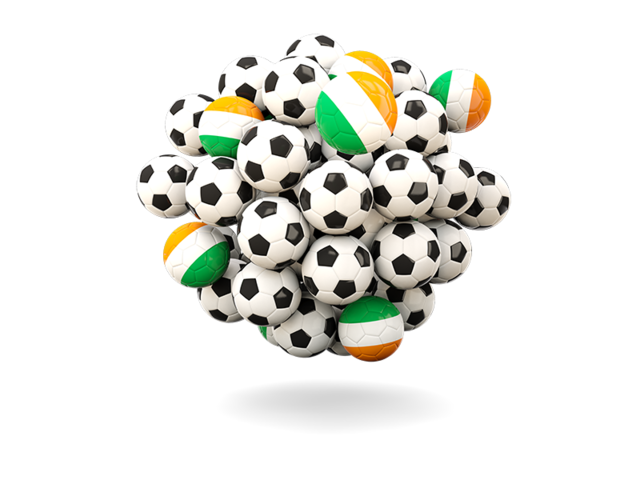 Куча футбольных мячей. Скачать флаг. Ирландия