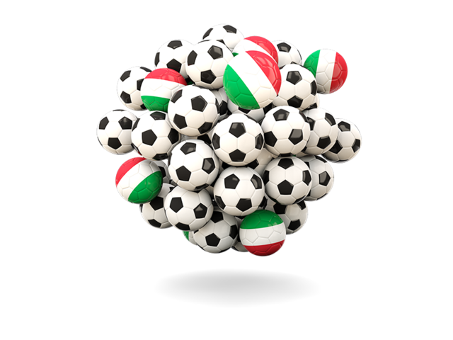 Куча футбольных мячей. Скачать флаг. Италия