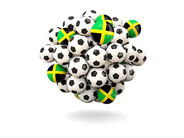 Куча футбольных мячей. Скачать флаг. Ямайка