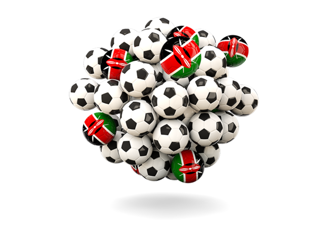 Куча футбольных мячей. Скачать флаг. Кения