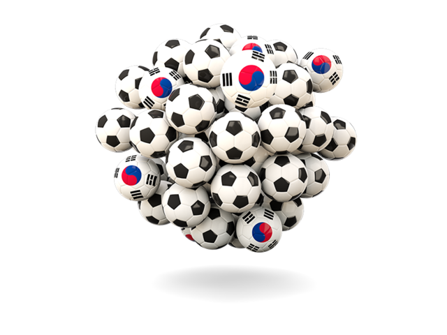 Куча футбольных мячей. Скачать флаг. Южная Корея