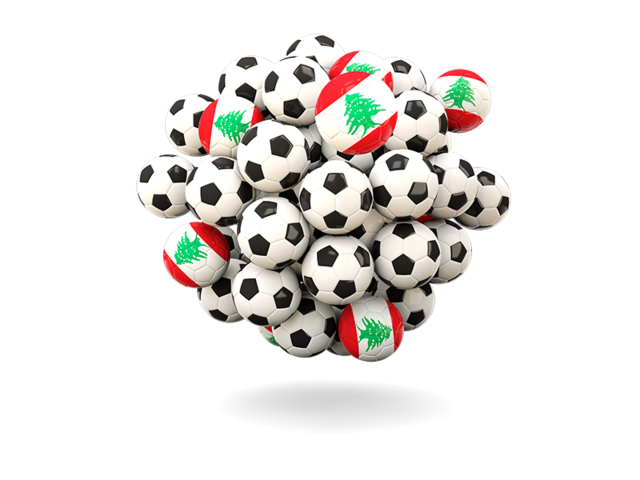 Куча футбольных мячей. Скачать флаг. Ливан