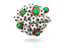 Мальдивы. Куча футбольных мячей. Скачать иллюстрацию.