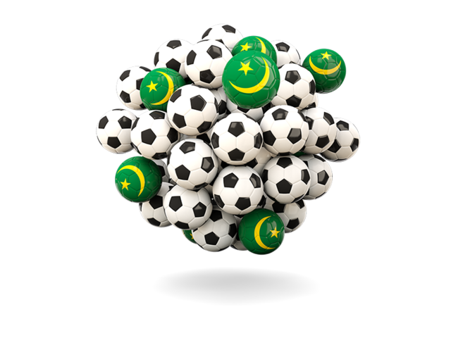 Pile of footballs. Download flag icon of Mauritania at PNG format