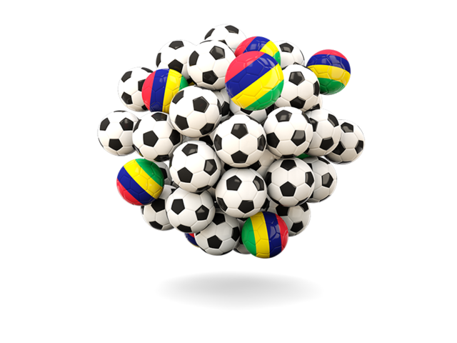 Pile of footballs. Download flag icon of Mauritius at PNG format