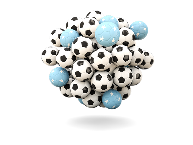 Pile of footballs. Download flag icon of Micronesia at PNG format