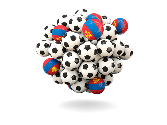 Куча футбольных мячей. Скачать флаг. Монголия