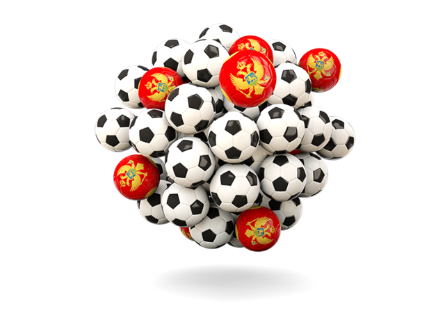 Pile of footballs. Download flag icon of Montenegro at PNG format