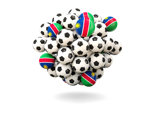 Куча футбольных мячей. Скачать флаг. Намибия