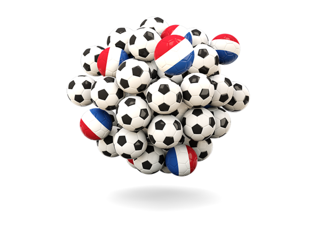 Куча футбольных мячей. Скачать флаг. Нидерланды