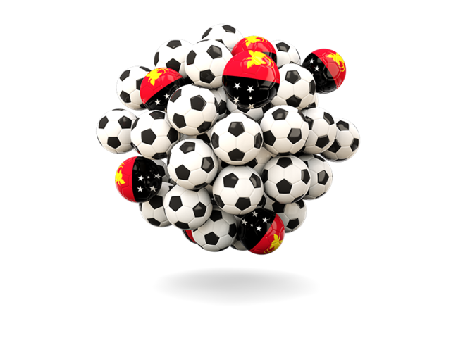 Куча футбольных мячей. Скачать флаг. Папуа — Новая Гвинея