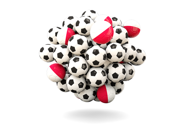 Pile of footballs. Download flag icon of Poland at PNG format