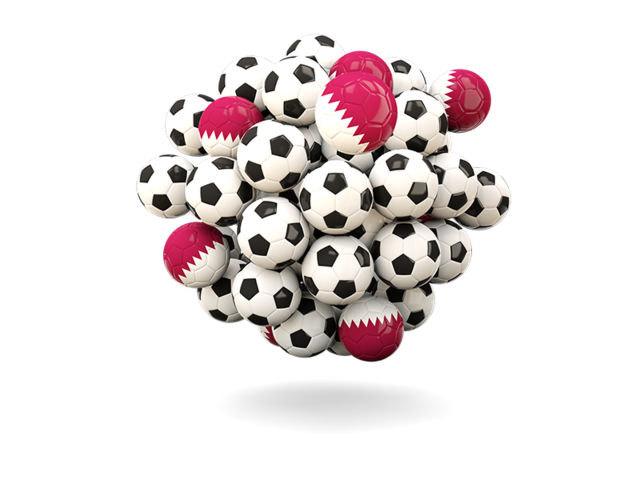 Pile of footballs. Download flag icon of Qatar at PNG format