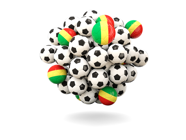 Куча футбольных мячей. Скачать флаг. Республика Конго