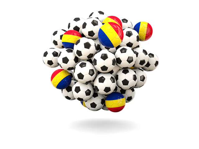 Куча футбольных мячей. Скачать флаг. Румыния