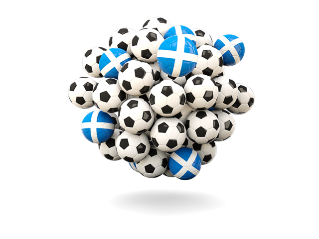 Куча футбольных мячей. Скачать флаг. Шотландия