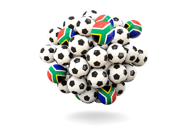 Куча футбольных мячей. Скачать флаг. ЮАР