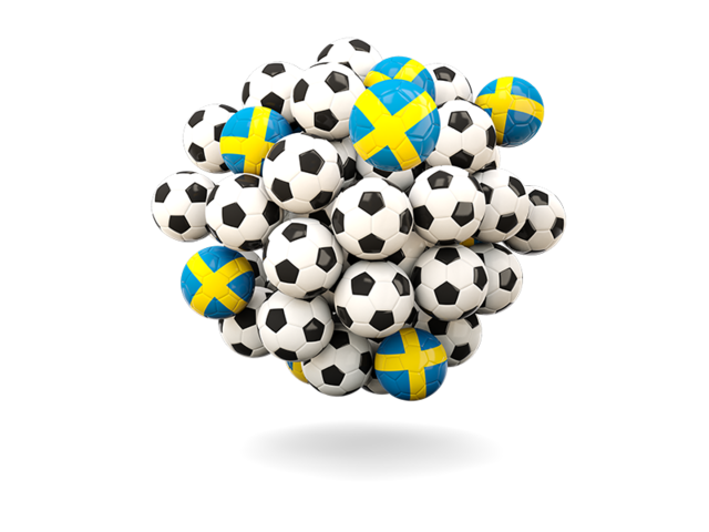 Куча футбольных мячей. Скачать флаг. Швеция