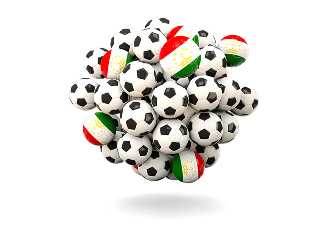 Куча футбольных мячей. Скачать флаг. Таджикистан