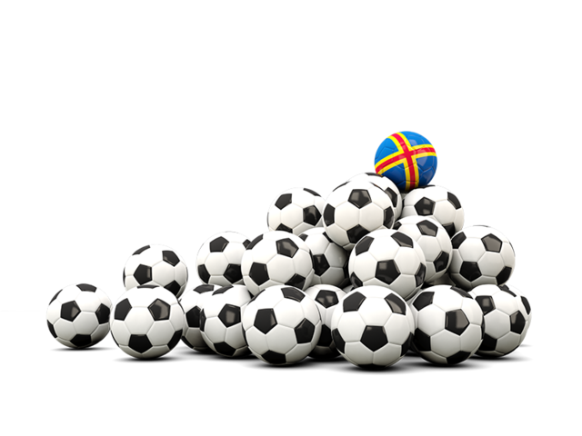Pile of soccer balls. Download flag icon of Aland Islands at PNG format