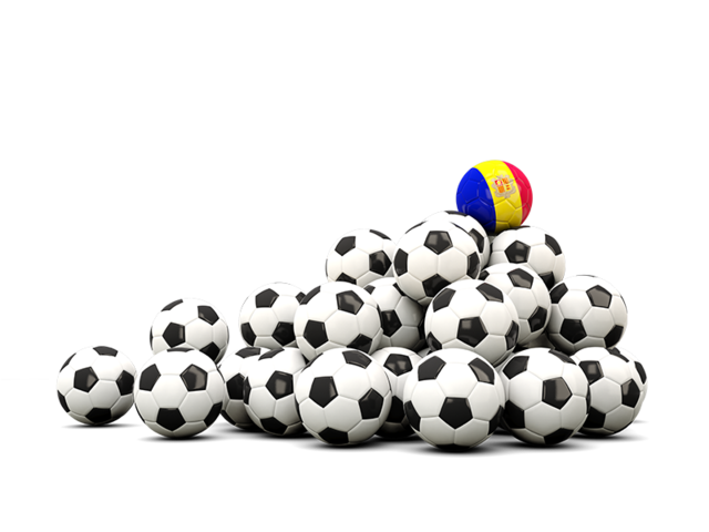 Pile of soccer balls. Download flag icon of Andorra at PNG format