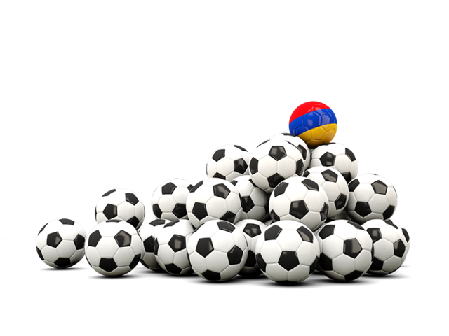 Гора футбольных мячей. Скачать флаг. Армения