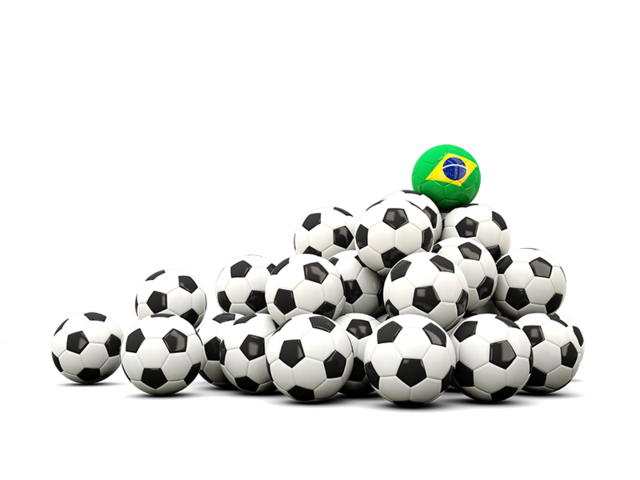 Гора футбольных мячей. Скачать флаг. Бразилия