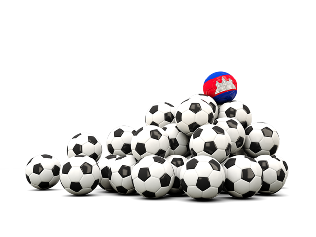 Pile of soccer balls. Download flag icon of Cambodia at PNG format