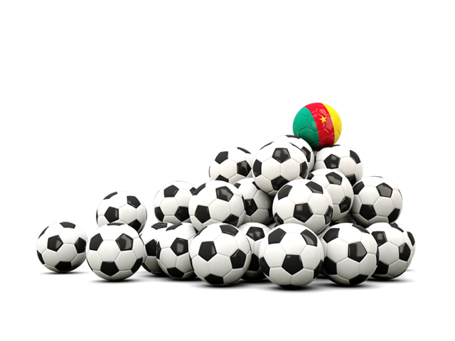 Pile of soccer balls. Download flag icon of Cameroon at PNG format